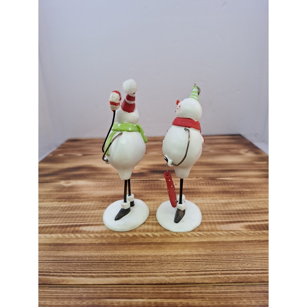 Christmas Snowmen‎ 6" figurines. Lot of 2 Wire Clay Winter Decor - Picture 6 of 9